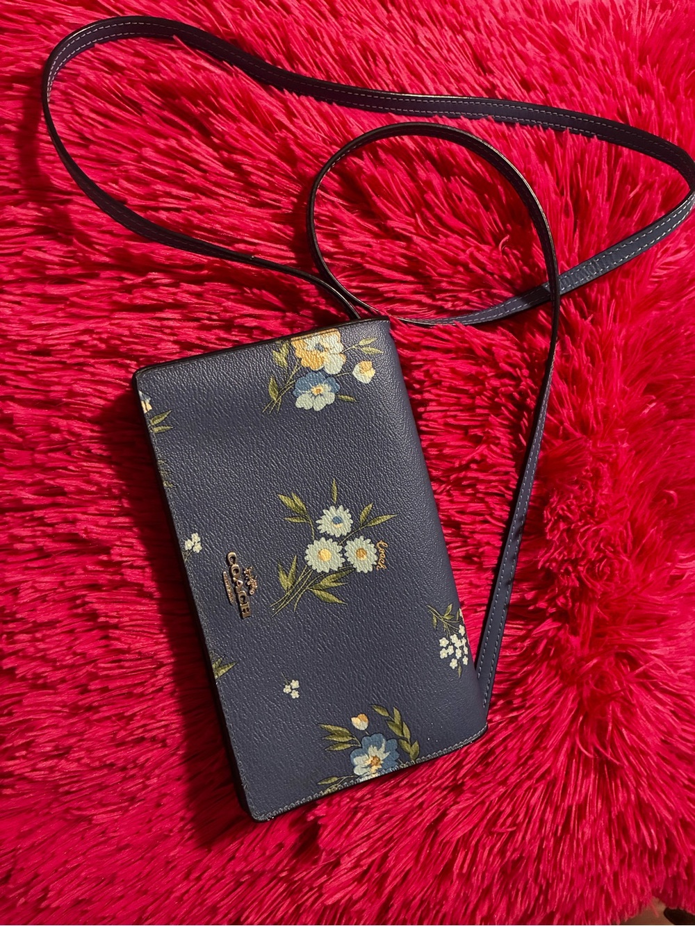 COACH Hayden Floral Crossbody Clutch Blue Multi Leather